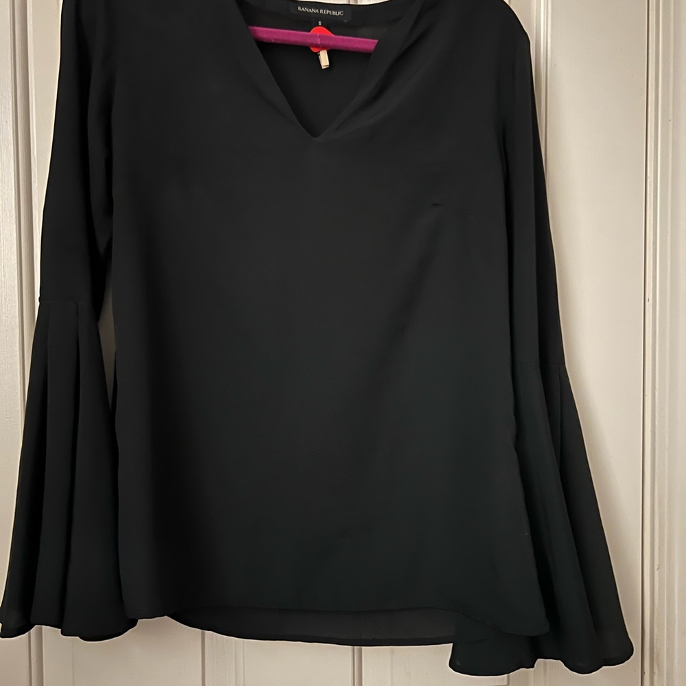 Banana Republic Black Flared Sleeve Blouse